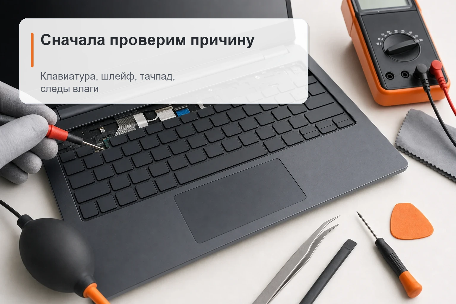 Проверка клавиатуры, шлейфа и тачпада ноутбука Acer перед ремонтом
