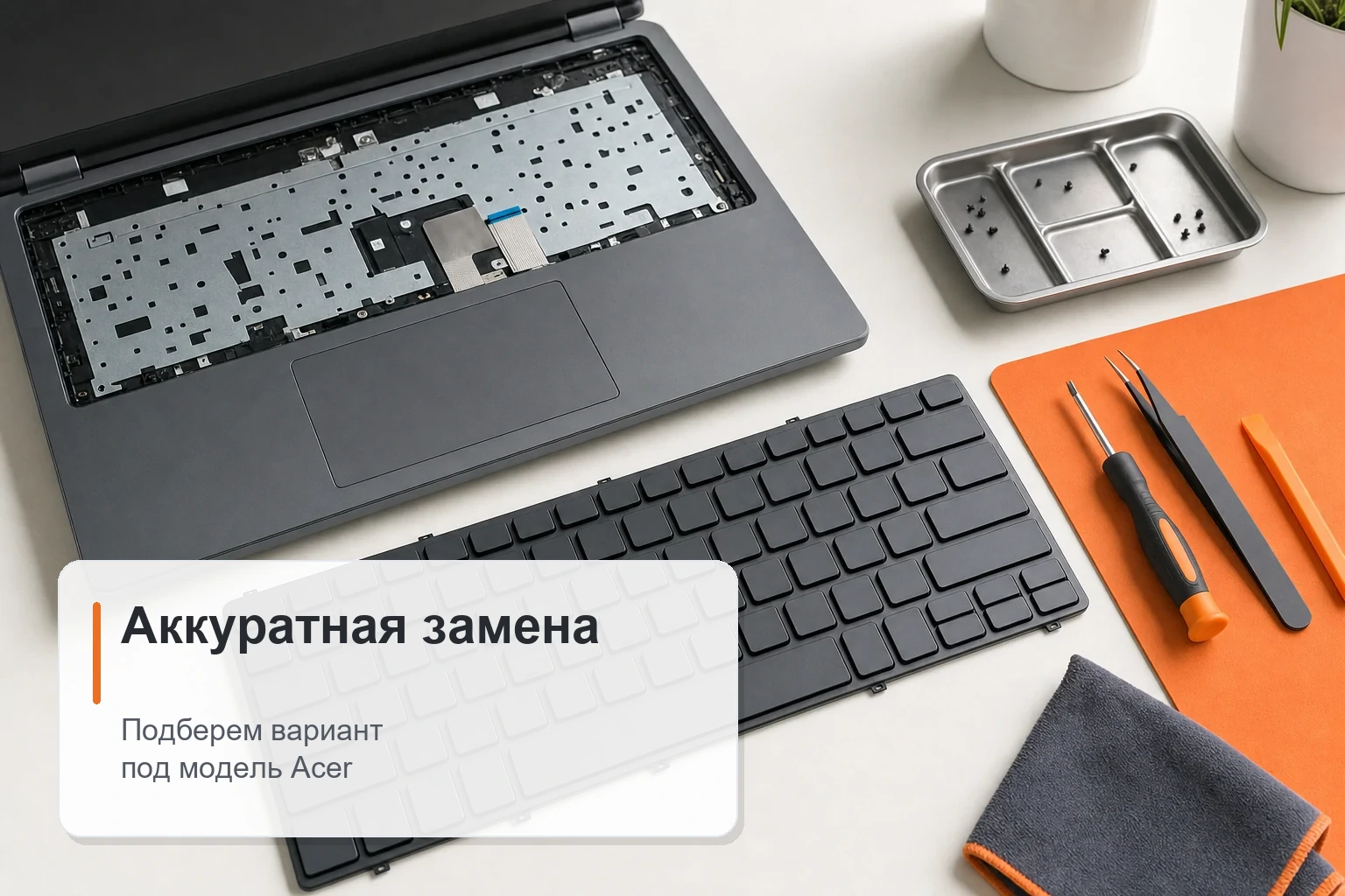 Аккуратная замена клавиатуры ноутбука Acer с подбором детали под модель