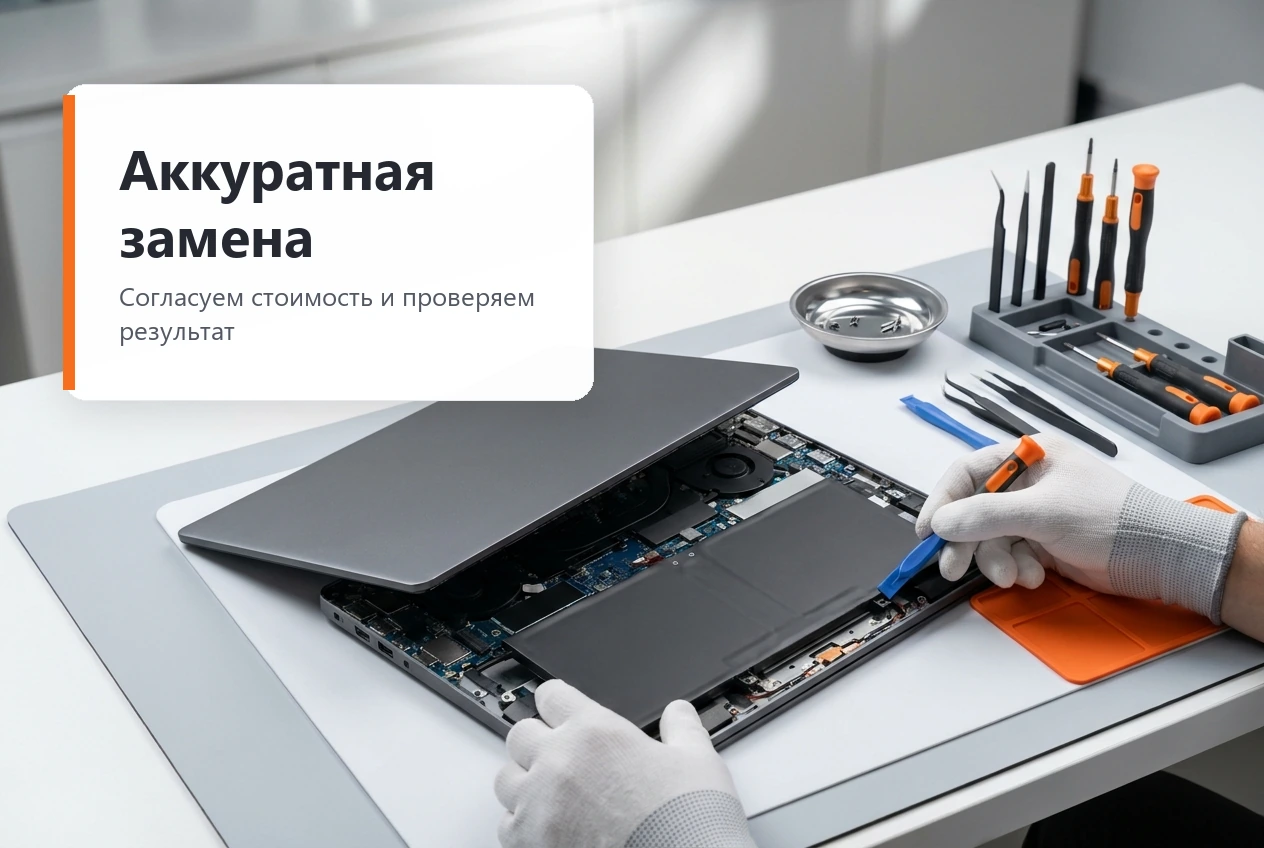 Аккуратная замена аккумулятора ноутбука Lenovo