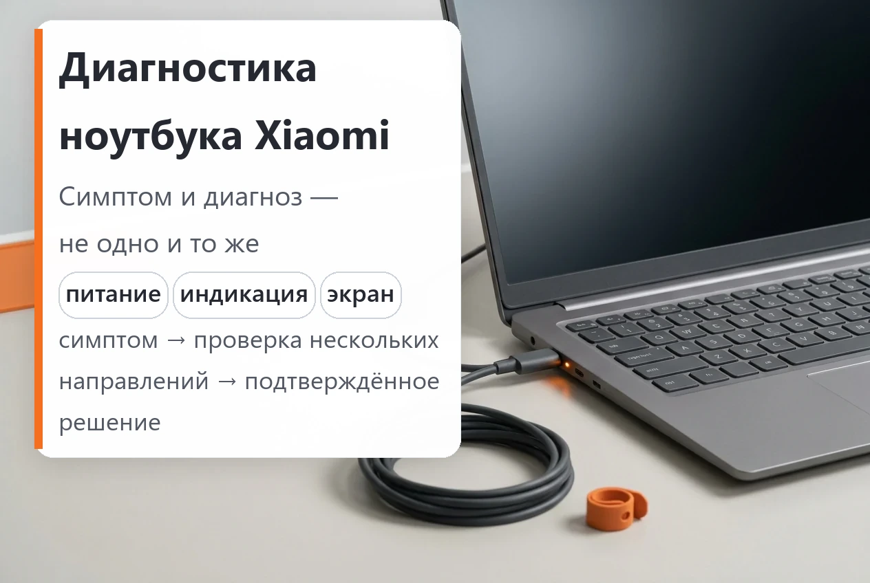 Диагностика ноутбука Xiaomi на рабочем месте инженера