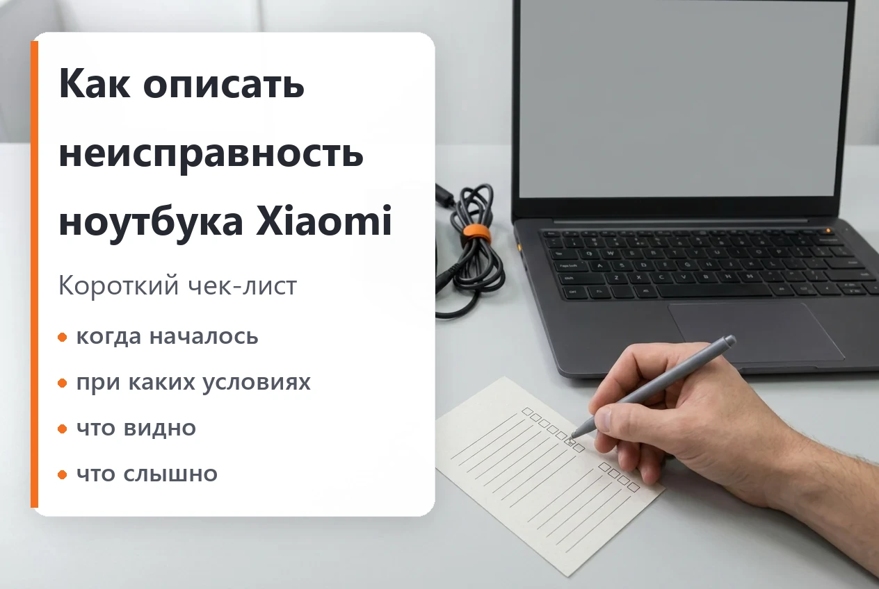 Чек-лист для описания неисправности ноутбука Xiaomi