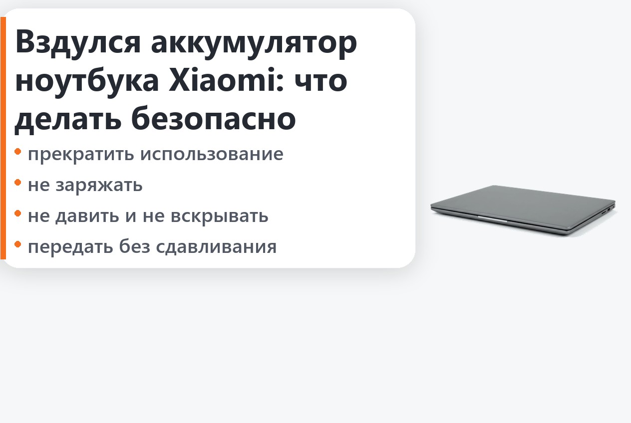 Вздутый аккумулятор ноутбука Xiaomi и безопасные действия