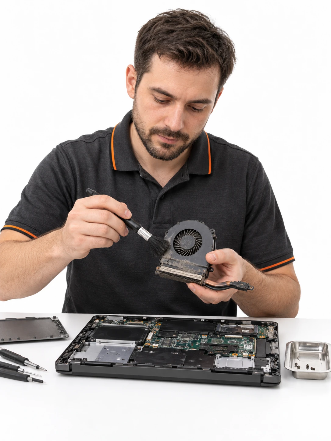 Чистка и профилактика ноутбука Dell — мастер за работой