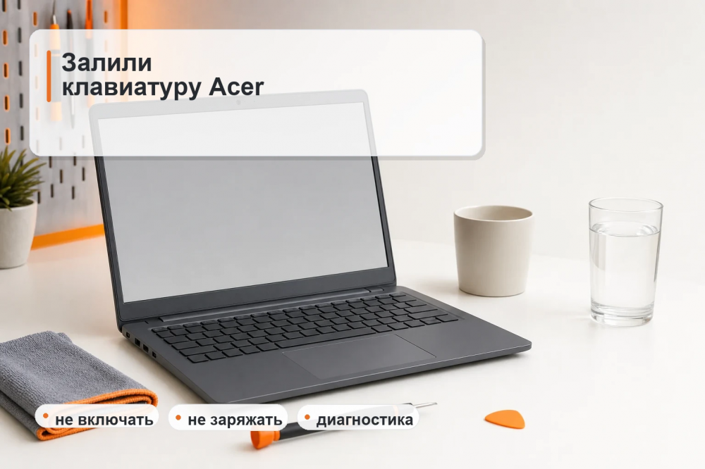 Залили клавиатуру ноутбука Acer: что делать сразу и когда нужна замена
