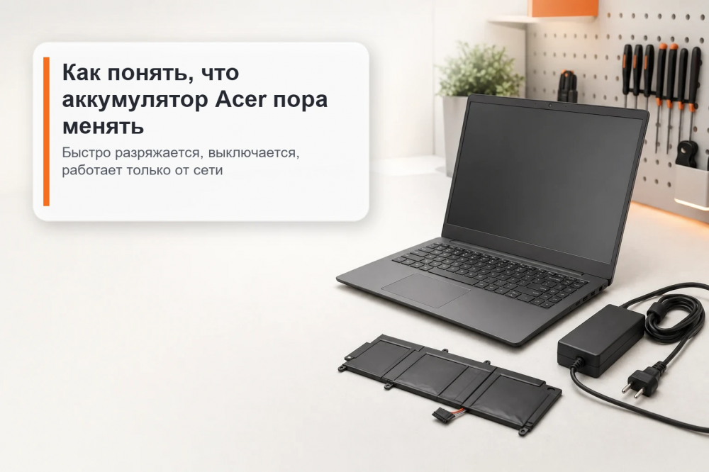 Признаки износа аккумулятора ноутбука Acer