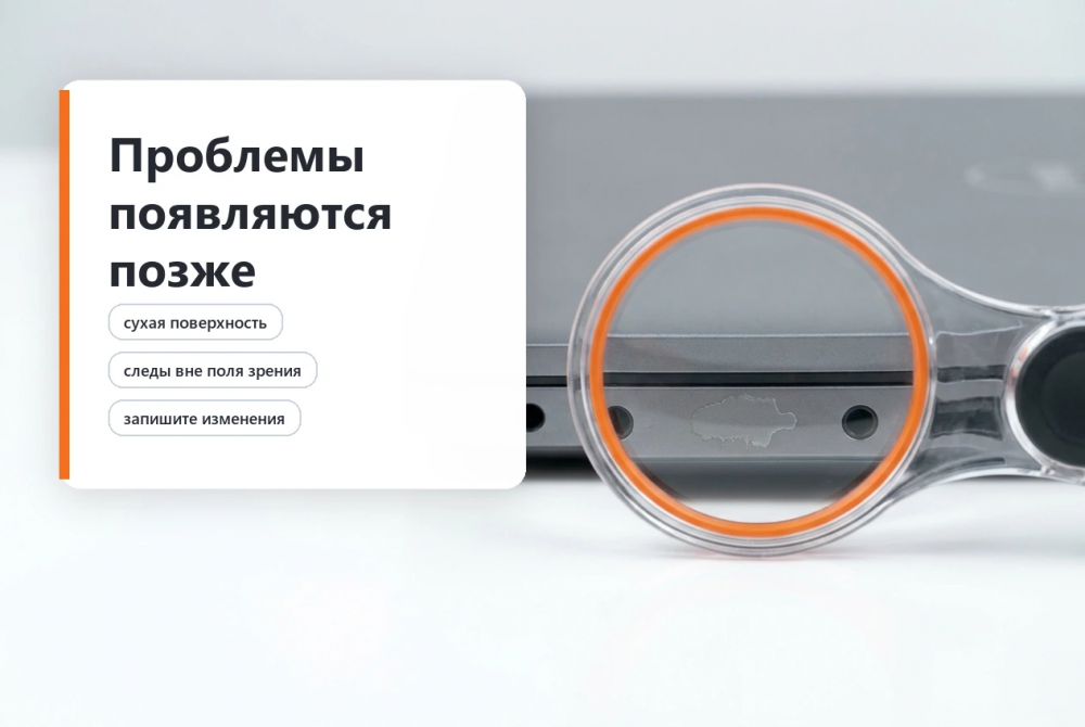 Внешне сухой ноутбук Lenovo и увеличенная зона порта после попадания жидкости