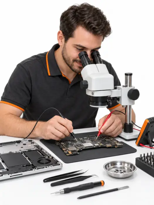 Диагностика процессорной части платы MacBook Pro 16 — иллюстрация работы мастера
