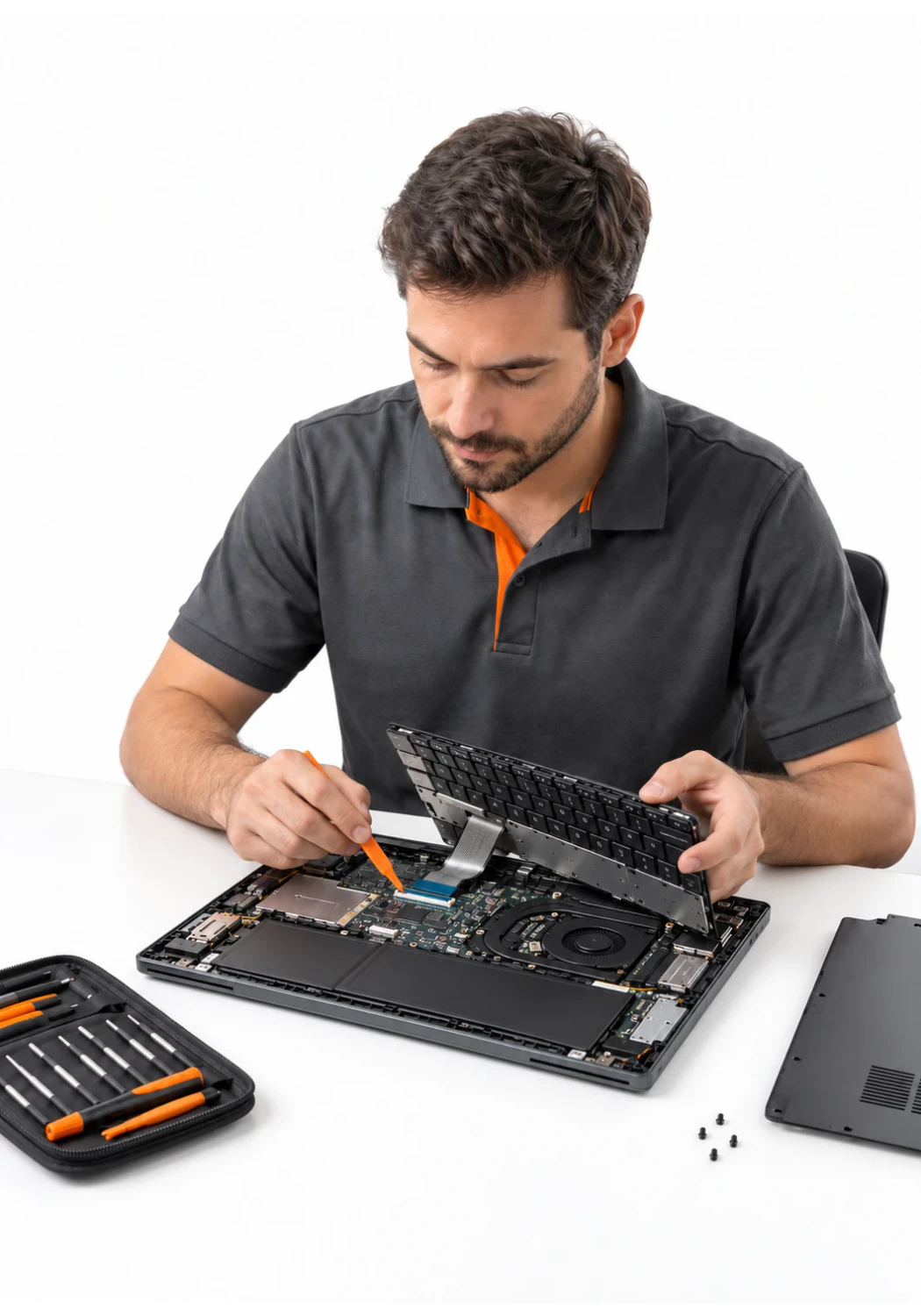 Мастер меняет клавиатуру ноутбука Asus