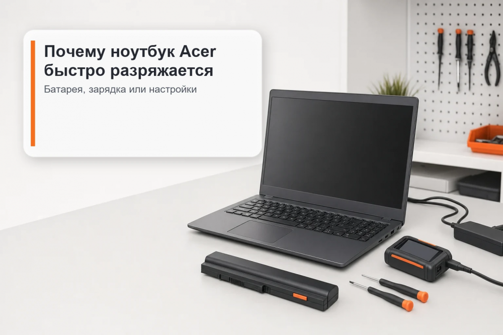 Причины быстрого разряда ноутбука Acer